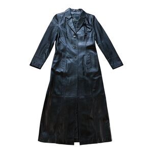 Wilsons Womens Coat size M Medium Black Full Length Leather Lined Lighter Weight